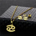 Set collana e orecchini segno zodiacale Cancro in acciaio dorato su scatola - Cancer
