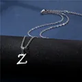 Detail of stainless steel letter Z pendant with lobster clasp and adjustable extension chain - Letter Z