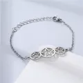 Polished 304 stainless steel chain bracelet with hollow star charms and lobster clasp - Hollow Star Style (NL8)