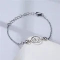 Modern silver heartbeat bracelet with EKG pulse design on minimalist chain link - Pulse Beat Style (NL7)