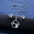 Silver stainless steel plum blossom jewelry set with Mama and child silhouette pendant - Mama Flower Style (TZ-107)