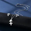 Set dettagliato di collana con pendente Sagittario e orecchini a perno in acciaio inossidabile - Sagittario (Argento)