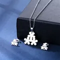 Floral stainless steel jewelry set with flower pendant necklace and stud earrings - Triple Flower Style (TZ-114)
