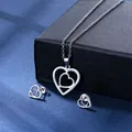 Polished stainless steel heart pendant necklace and stud earrings jewelry set for women - Minimalist Heart Style (TZ-127)