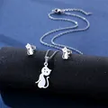 Stainless steel kitten necklace and stud earrings set with minimalist cat silhouettes - Cat Silhouette Style (TZ-104)