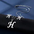 Poliertes Edelstahl Halsketten- und Ohrringset mit Buchstabe H Motiv für Damen - Buchstabe H / Silber