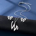Detailansicht des silbernen Edelstahl-Schmucksets mit Schreibschrift-Buchstaben W - Buchstabe W / Silber