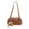 Sac bowling à imprimé léopard marron avec bandoulières et ornement d'ours en peluche - Brun Sans Pendentif