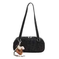 Sac bowling à imprimé léopard noir avec un détail de breloque ours en peluche - Noir sans Pendentif