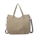 Minimalist large capacity tote bag in khaki finish with adjustable nylon shoulder strap - Khaki