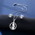 Polished stainless steel Virgin Mary jewelry set with pendant necklace and stud earrings - Religious Madonna Silhouette Style (TZ-89)