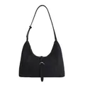 Retro black crescent shoulder bag with matte finish and elegant metal buckle detail - No Pendant / Black