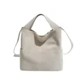 Bolso tote grande blanco crema retro con acabado mate y correa ajustable chic - Caqui claro