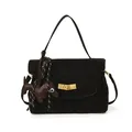 Sac fourre-tout noir mat avec fermoir doré rotatif et breloque cheval marron - Noir (Sans Pendentif)