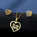 Set gioielli MAMA dorati con collana e orecchini a cuore e incisione Te Amo Mama inclusa - TZ-383 Oro/TE AMO MAMA Cuore