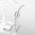 Bracciale battito cardiaco in acciaio inossidabile argento con ciondolo a cuore su base - Argento (XLY10)