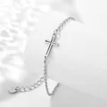 Elegante bracciale da donna in acciaio inossidabile con pendente a croce minimalista - Argento (SLY20)