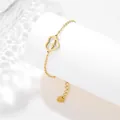 Bracciale in acciaio inossidabile dorato con ciondolo a cuore e battito cardiaco per donna - Oro (XLJ10)