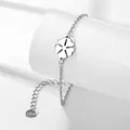 Polished stainless steel chain bracelet with minimalist hollowed four-leaf clover charm - Silver Style (XLY50)