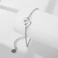 Gepolijste roestvrijstalen armband met dubbele dolfijnbedels op een wit display - Holle Dubbele Dolfijn Stijl (XLY34)