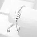 Bracciale a farfalla in acciaio inossidabile lucido con catena regolabile da donna - Stile Doppia Farfalla Traforata (XLY45)