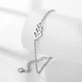 Bracciale a cuore in acciaio inossidabile lucido con ciondoli traforati su catena sottile - Stile Cuore Argento (SLY31)