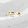 Orecchini a lobo minimalisti a forma di lettera A in acciaio inossidabile dorato - Lettera A / Oro