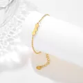 Minimalist gold stainless steel bracelet featuring three linked hearts and adjustable chain - Triple Heart Style (XLJ47)