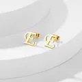 Macro di orecchini a perno in acciaio inossidabile dorato con lettera E e chiusura a farfalla - Lettera E / Oro