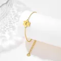 Bracciale in acciaio inossidabile dorato con ciondolo a quadrifoglio su una sottile catena a O - Stile Trifoglio Impronta (XLJ40)