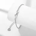 Silver stainless steel chain bracelet with a minimalist finger heart gesture pendant - Silver (XLY49)