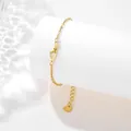 Golden stainless steel chain bracelet with hollow finger heart pendant and adjustable clasp - Gold (XLJ49)