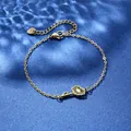 Golden stainless steel daisy flower charm bracelet with adjustable lobster clasp on blue - Hollow Daisy Style (XLJ110)