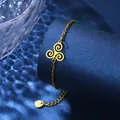 Golden stainless steel triskelion charm bracelet with an elegant water ripple background - Celtic Triskelion Style (XLJ134)