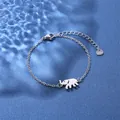 Detailed view of silver stainless steel chain bracelet featuring an elephant charm - Elephant Style (XLY43 Steel)