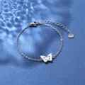 Detail shot of stainless steel butterfly pendant bracelet with lobster clasp and extension - Butterfly Style (XLY45 Steel)
