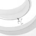 Dettaglio della collana in acciaio inossidabile argento lucido con grande ciondolo lettera Y - Lettera Y