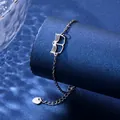 Elegante bracciale in acciaio inossidabile con ciondolo a libro su base blu - Argento (XLY153)