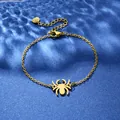 Elegant gold spider pendant bracelet with adjustable chain on blue wavy silk background - Spider Shape Style (XLJ106)