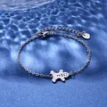 Stainless steel chain bracelet featuring a cute gingerbread man pendant and adjustable clasp - Gingerbread Man Style (XLY122)