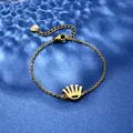 Golden crown pendant bracelet with vintage stainless steel links and lobster clasp - Five-Finger Crown Style (XLJ113)