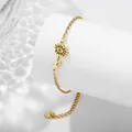 Bracelet tournesol élégant en acier inoxydable doré avec breloque cœur sur support blanc - Avril