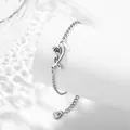 Bracciale in acciaio inossidabile lucido con ciondolo tulipano, catena O e cuore - Gennaio