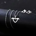 Hollow heart wing necklace and earrings set in silver stainless steel finish - Heart Wing Style (TZ-421)