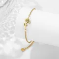 Elegante bracciale in acciaio inossidabile dorato con ciondolo loto e catena regolabile - Luglio
