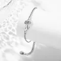 Bracciale a catena in acciaio inossidabile argento con ciondolo a girasole e cuore - Novembre