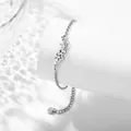 Bracciale minimalista in acciaio inossidabile argento con ciondoli a fiore e foglie - Maggio