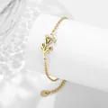 Bracelet en acier inoxydable doré avec pendentif fleur évidé sur chaîne O réglable - Septembre