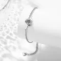 Minimalist stainless steel bracelet with rose flower charm and adjustable chain in silver - June