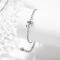 Silver stainless steel floral pendant bracelet with thin chain and extension - July